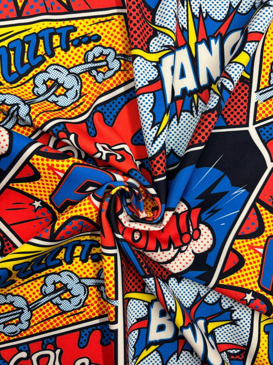 1 Yard Comic Book Print Spandex Fabric, Four Way Stretch for Costumes and Activewear 58"/60" Width